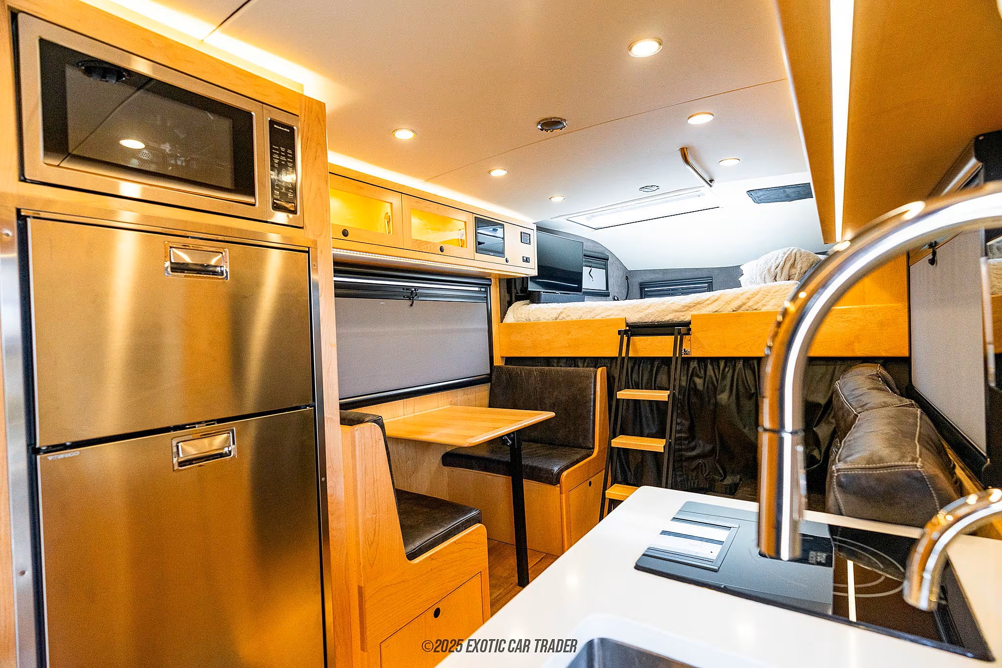 Interior galley kitchen and living area